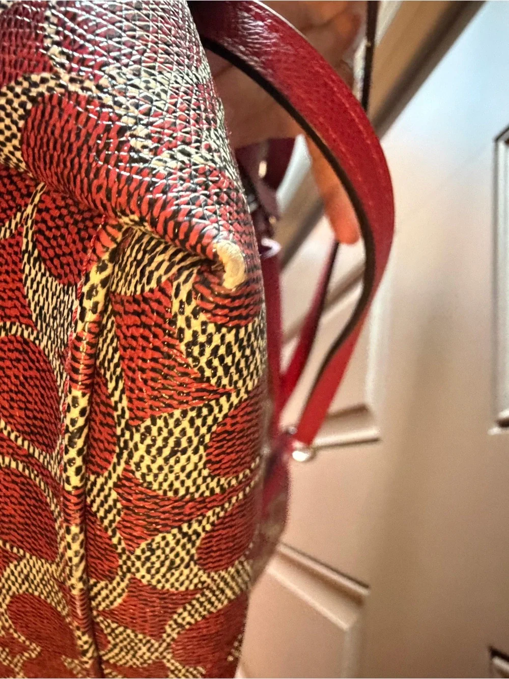 COACH SIGNATURE PVC WARD TOTE RED #33960